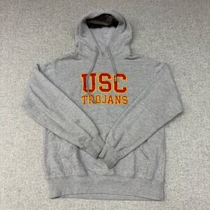 Authentic Apparel USC Trojans Hoodie Small Gray Embroidered Pullover Sweatshirt